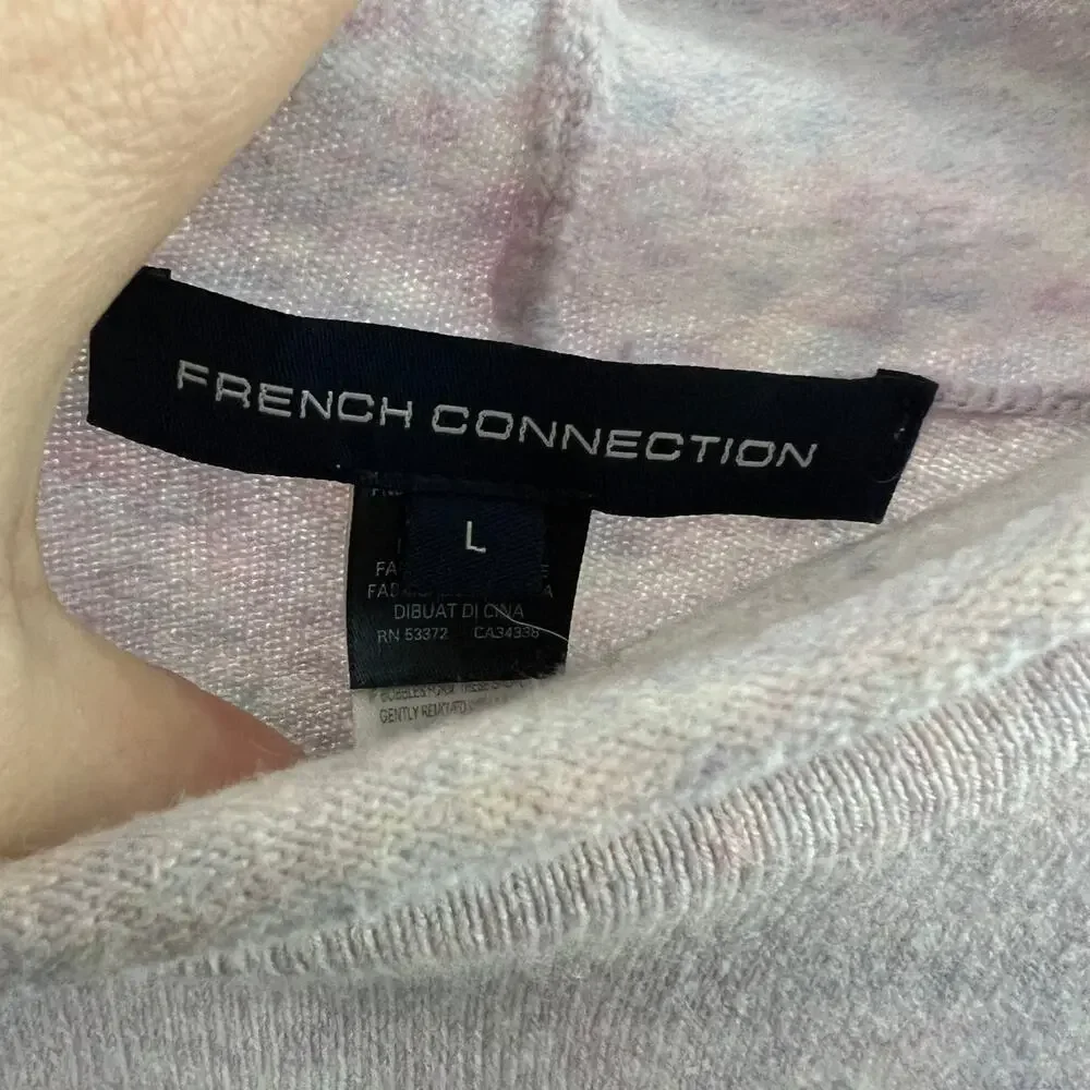 French Connection Pink Purple Mock Neck Long Sleeve‎ Wool Blend Sweater Size L